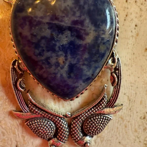 Silver and Blue Sodalite Pendant Necklace - Picture 2 of 4